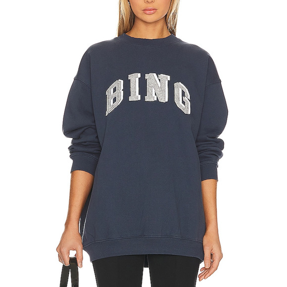 Anine Bing 'Tyler' Blue Cotton Bing Sweatshirt Size S - Picture 1 of 5